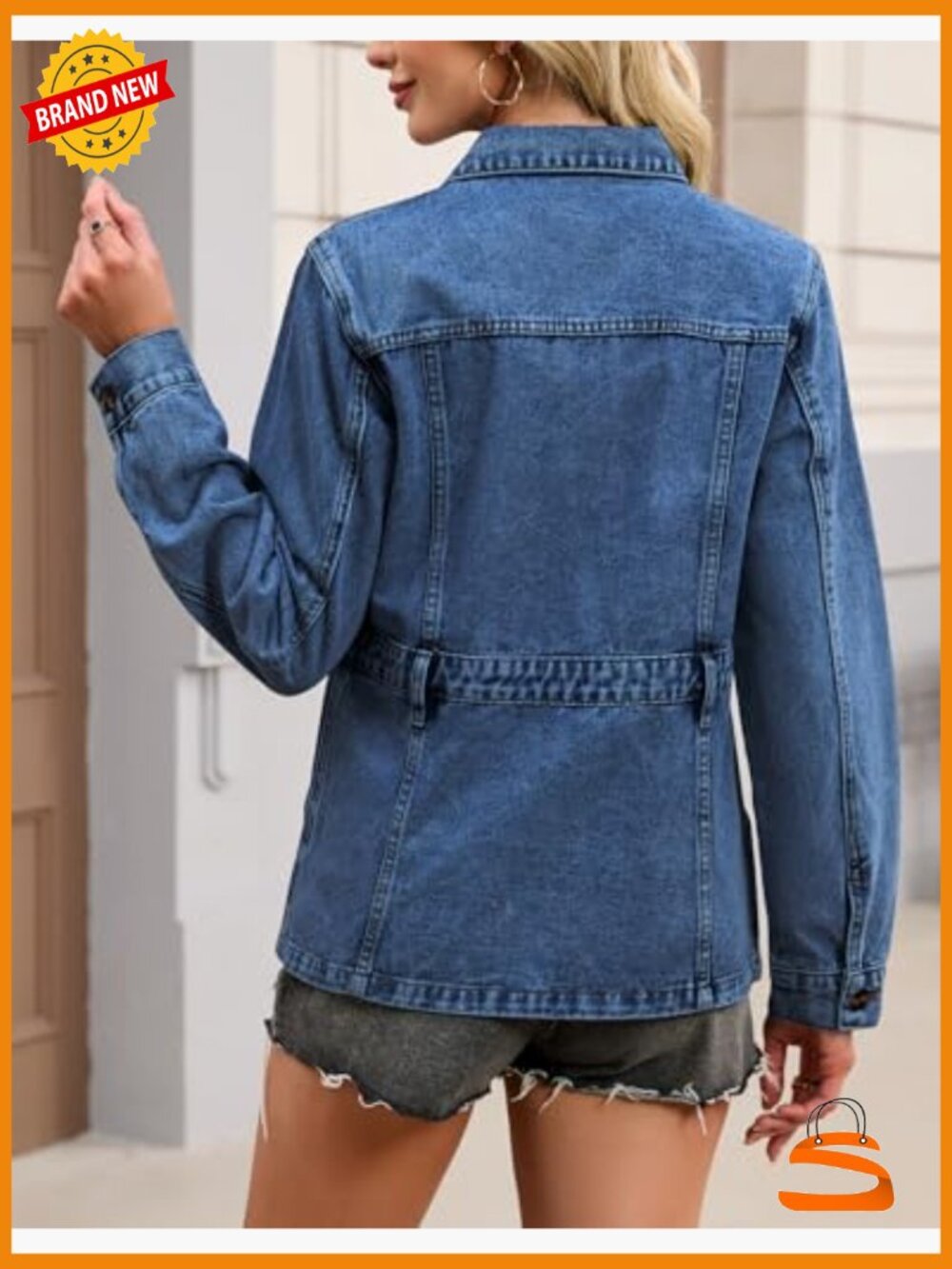 Oversized Denim Jacket Button Down Boyfriend Shacket with Pockets - Picture 2 of 7